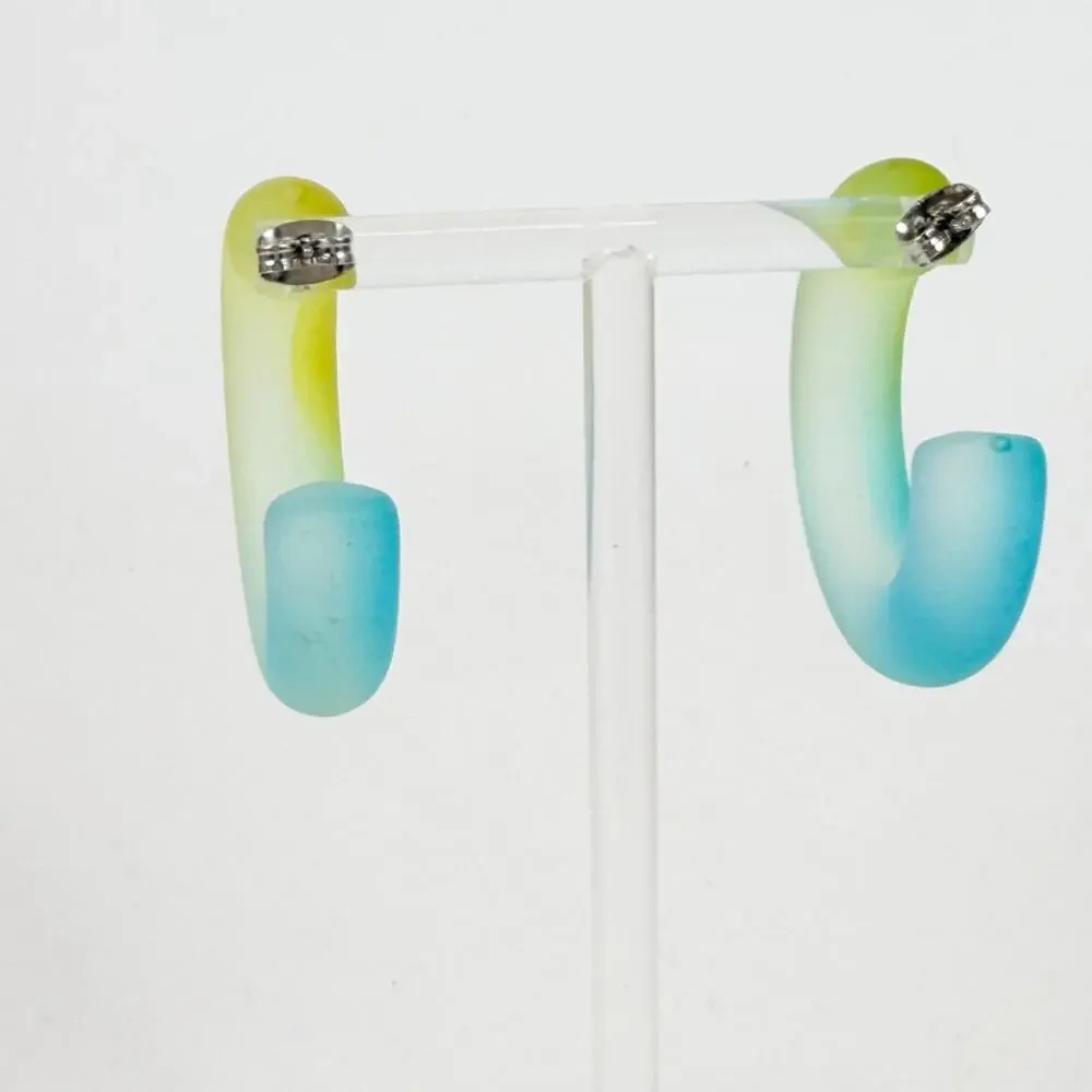 Chunky Matte Ombre Hoops Lime Green & Turquoise